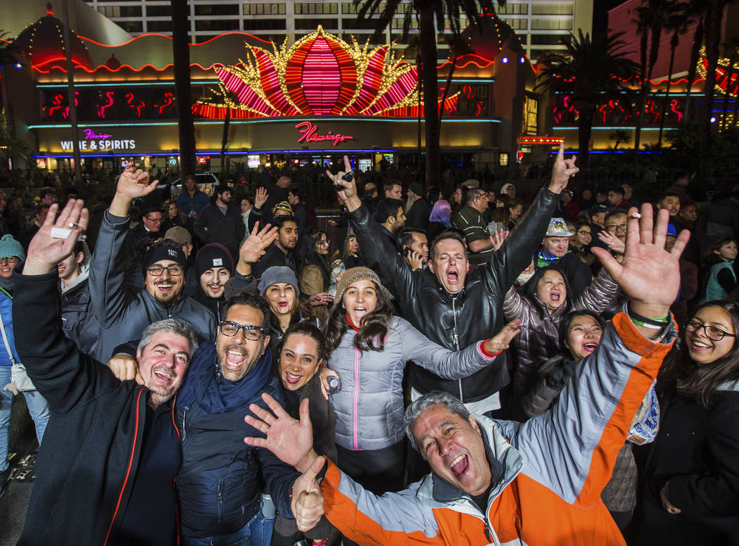The Strip is packed with New Year's Eve goers on Tuesday, Dec. 31, 2019, in Las Vegas. (Benjami ...