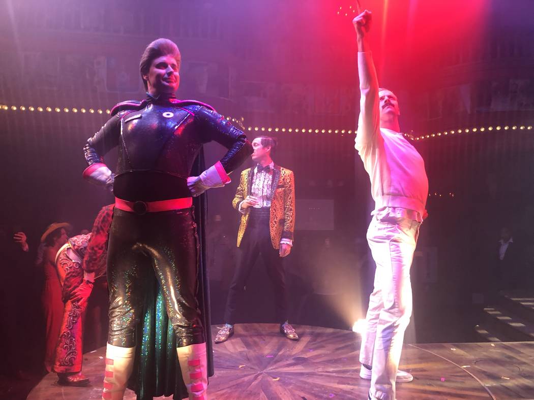 The dance-teaching character Ake Blomqvist of "We Are Here" is shown with fellow characters Boo ...