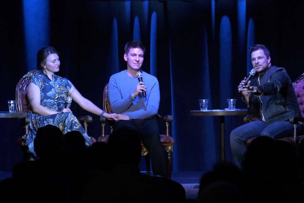 James Holzhauer, center, and his wife, Melissa, held a watch party for the “Jeopardy! The G ...