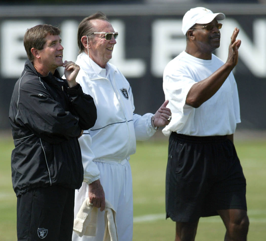Actor Carl Weathers (right), of "Rocky" fame who was also a former Oakland Raiders pl ...
