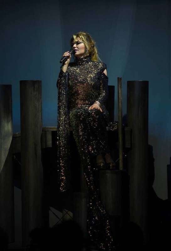 Shania Twain performs on opening night of her "Let's Go" residency at Zappos Theater at Planet ...