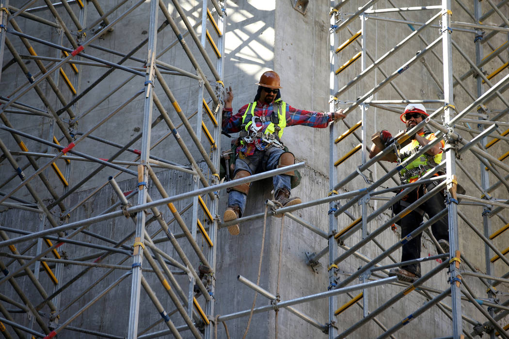 Construction continues inside the MSG Sphere at The Venetian in Las Vegas Thursday, March 12, 2 ...