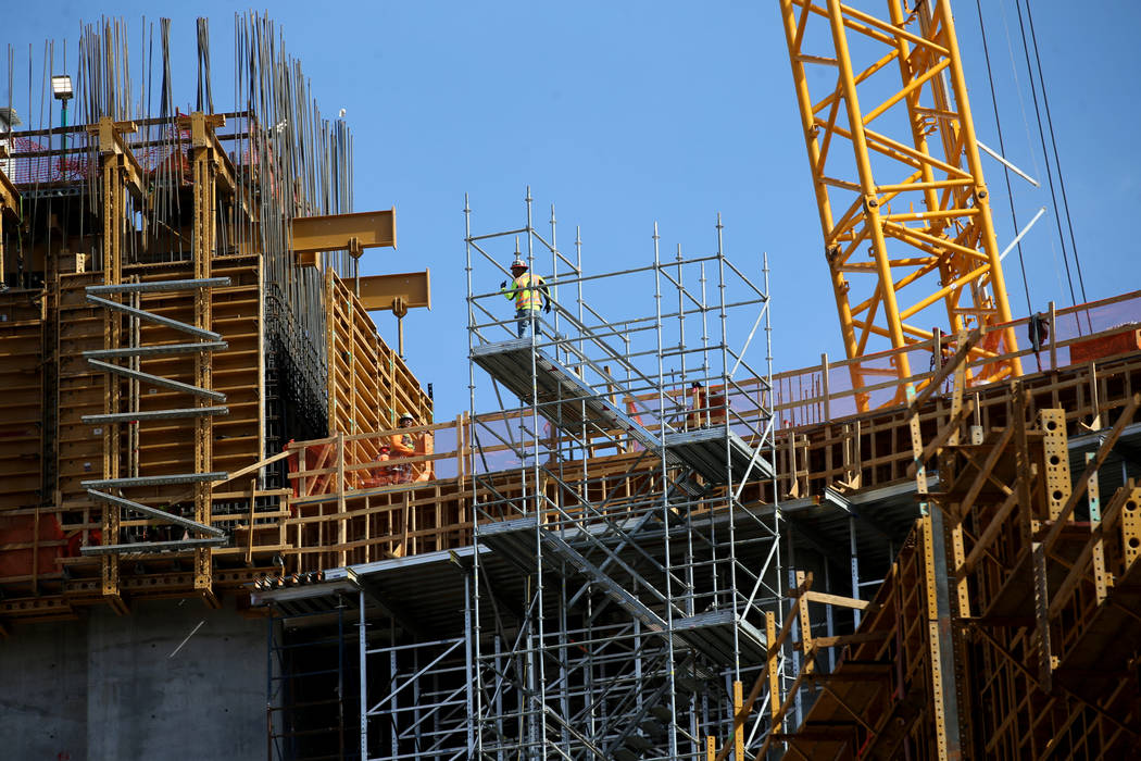 Construction continues inside the MSG Sphere at The Venetian in Las Vegas Thursday, March 12, 2 ...