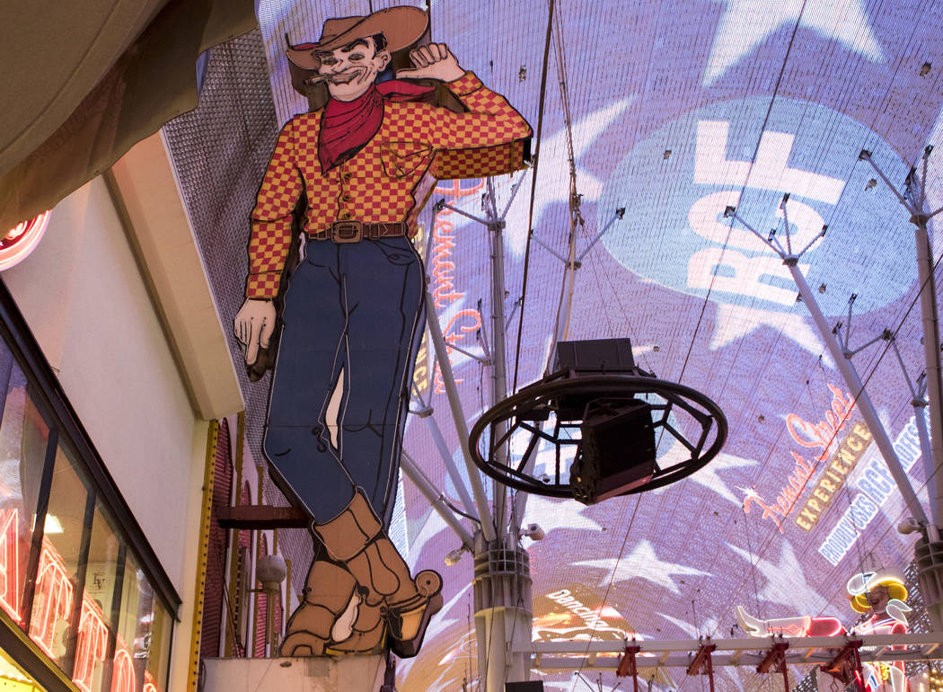Vegas Vic on the Fremont Street Experience in downtown Las Vegas, Nov. 29, 2016. (Miranda Alam/ ...