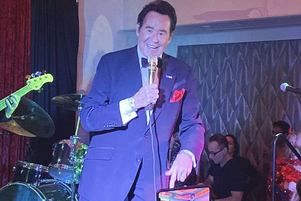 Wayne Newton performs at the Stirling Club at Turnberry Place, Oct. 30, 2019. (John Katsilomete ...