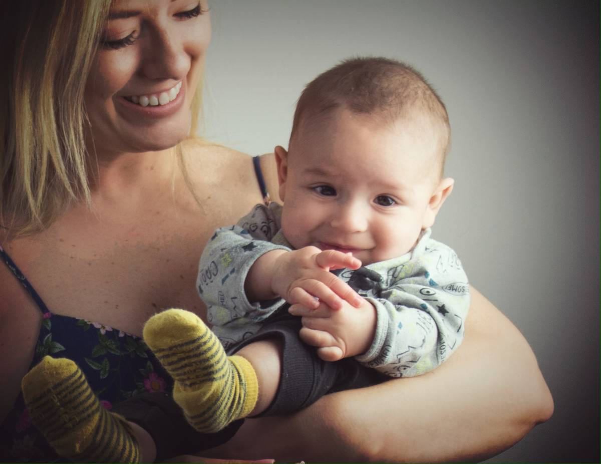 Devon Alarid, co-founder of "The Socially Distant Show" is shown with her 5-month-old son, Stry ...