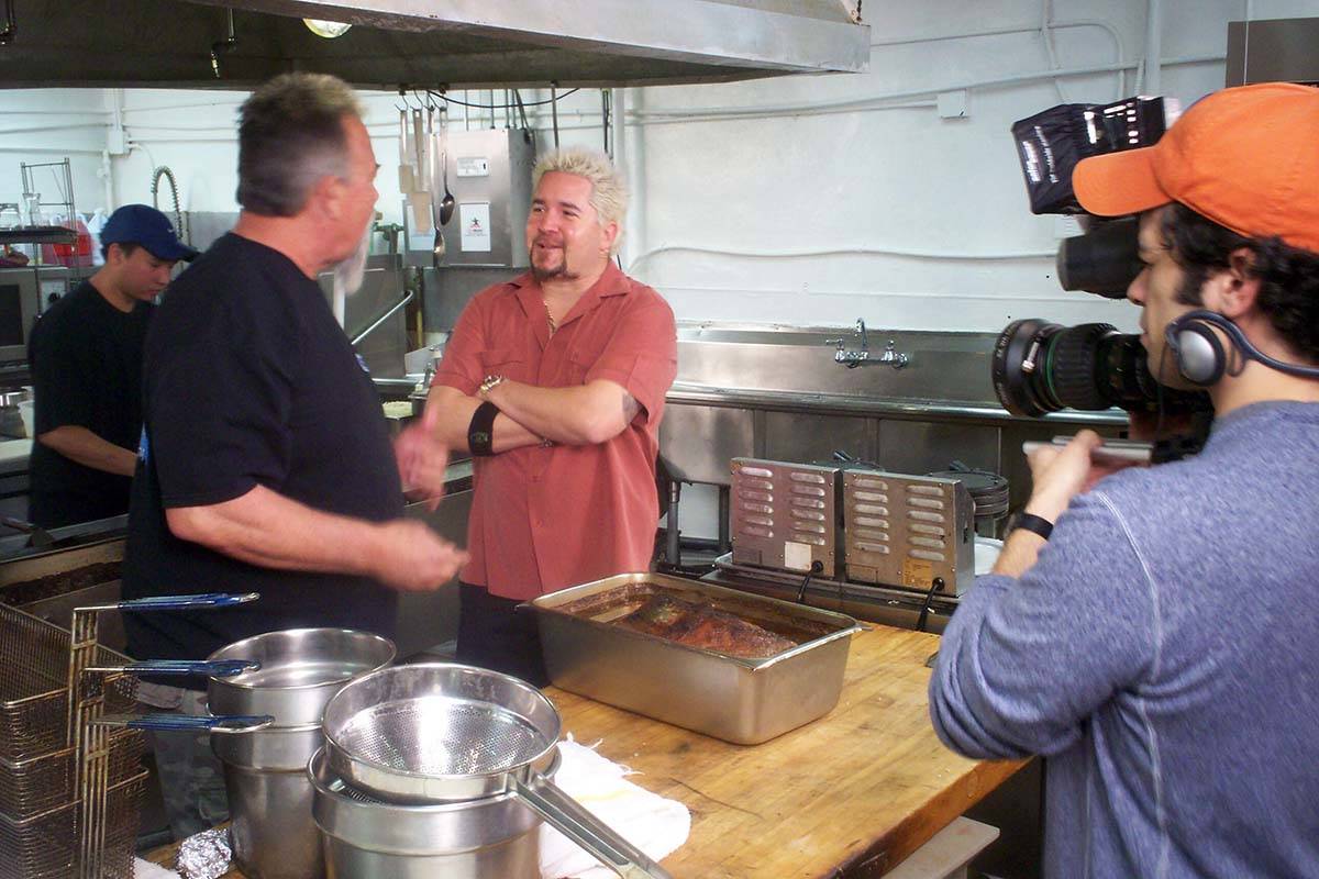 Guy Fieri on the set of "Diners, Drive-Ins and Dives." (Food Network)