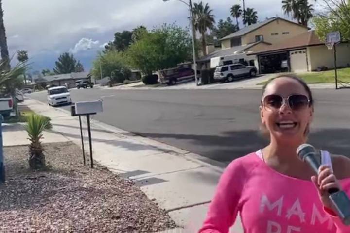 Lorena Peril is shown announcing her street performances on Thursday, April 9, 2020. (Facebook)