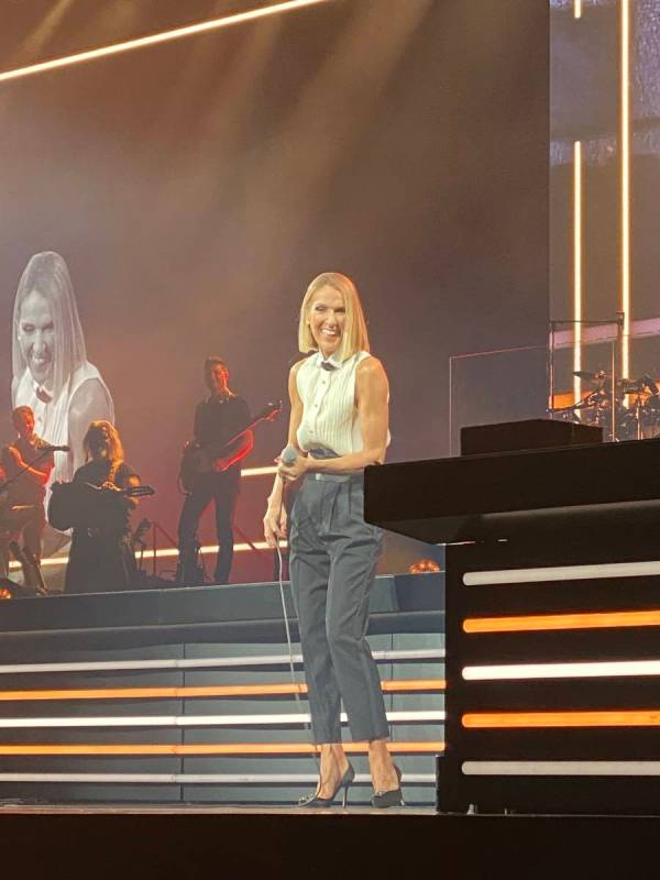 Celine Dion performs at the Bridgestone Arena in Nashville, Tennessee, Jan. 13, 2020. (John Kat ...
