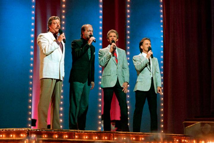 FILE - In this June 5, 1989, file photo, The Statler Brothers, from left, Harold Reid, Don Reid ...