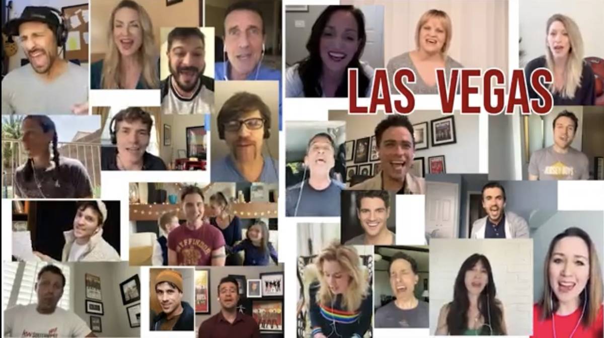 Members of the Las Vegas casts of "Jersey Boys" are shown singing "Who Loves You" as part of an ...