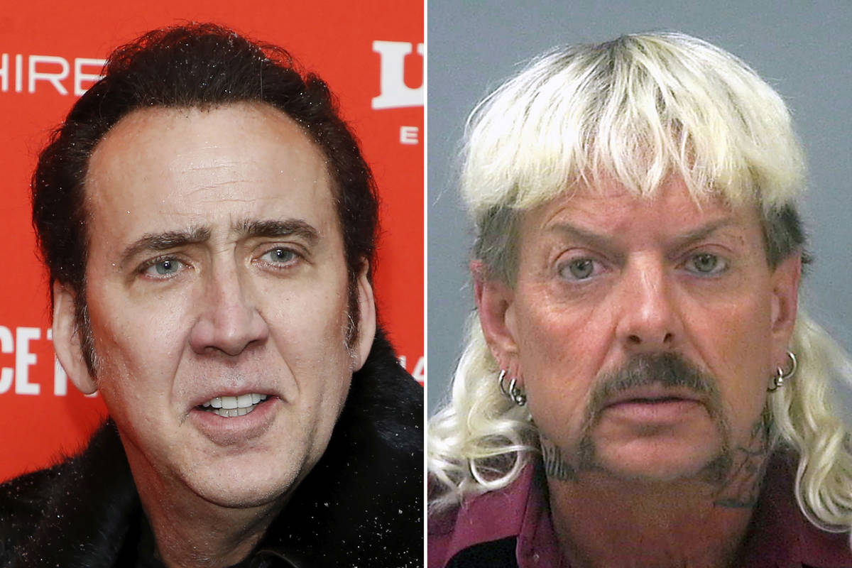Nicholas Cage, left, will portray Joe Exotic (Joseph Maldonado-Passage) in a new limited TV ser ...