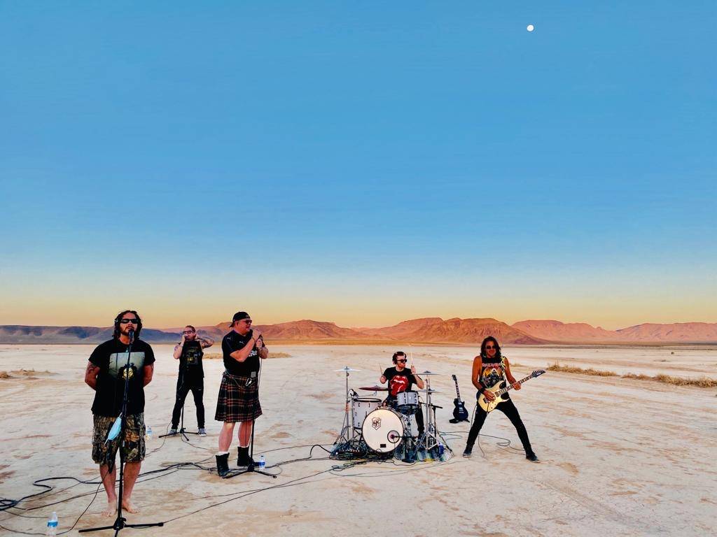 Tenors Of Rock are shown in their "Rock The 'Rona" online series. The band, from left, Jonathan ...