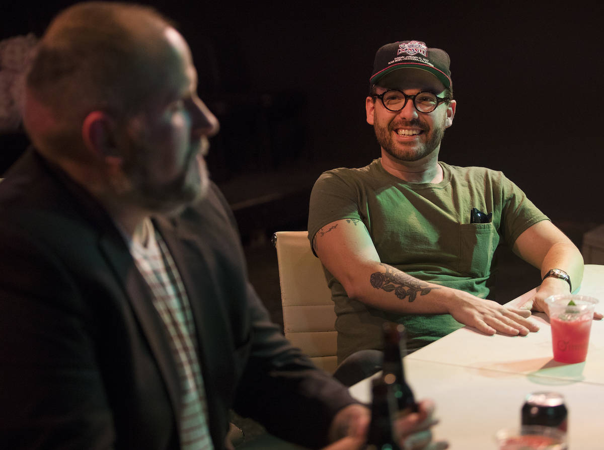 Troy Heard, founding artistic director of Majestic Repertory Theatre, from left, talks with ens ...