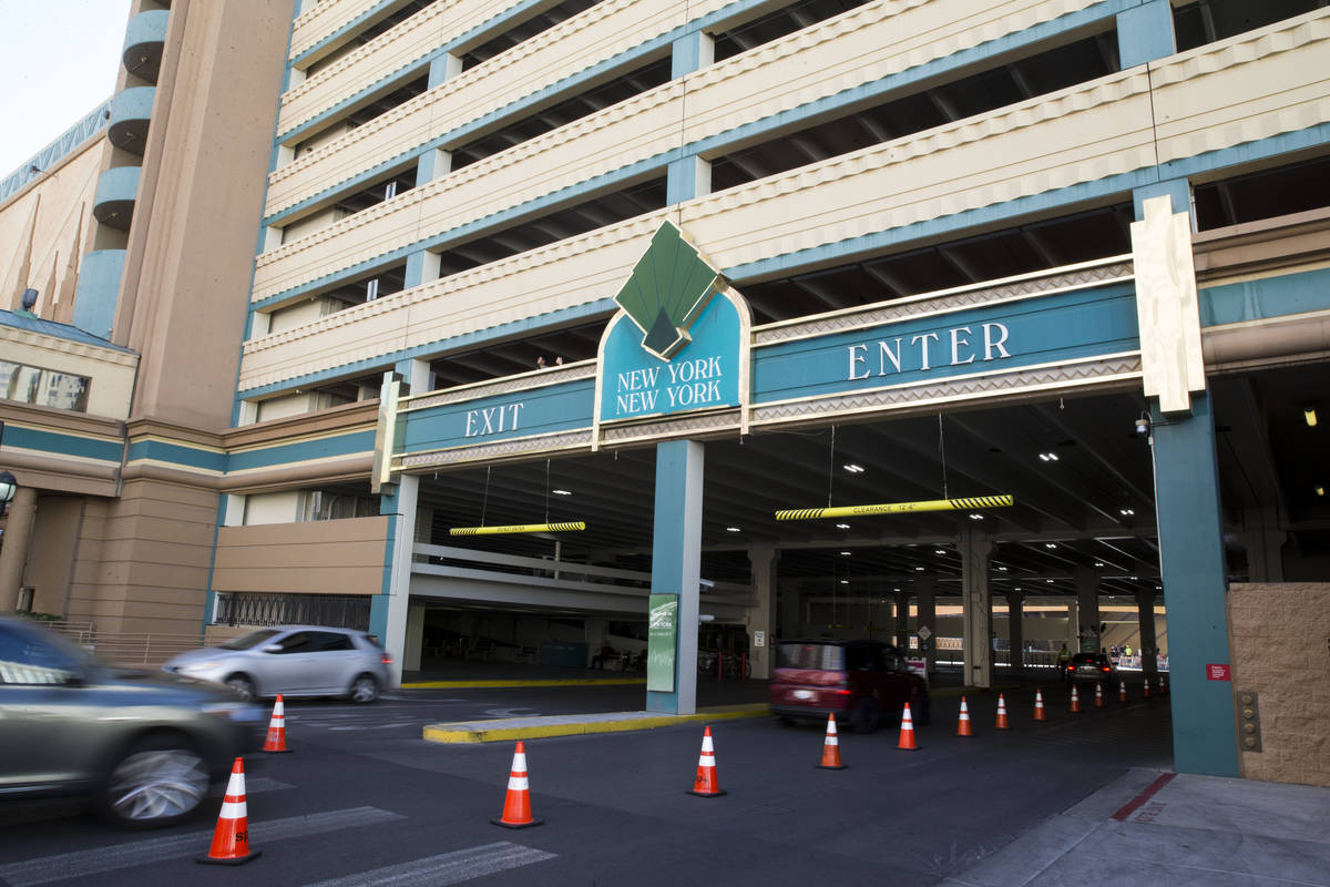 The New York-New York parking garage outside of T-Mobile Arena in Las Vegas. (Erik Verduzco/Las ...