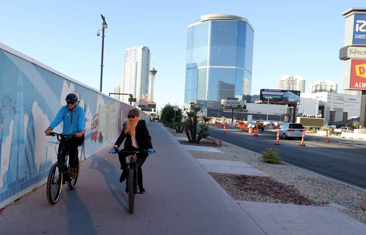 Las Vegas resident and ZZ Top frontman Billy Gibbons rides down the Strip in Las Vegas with Las ...