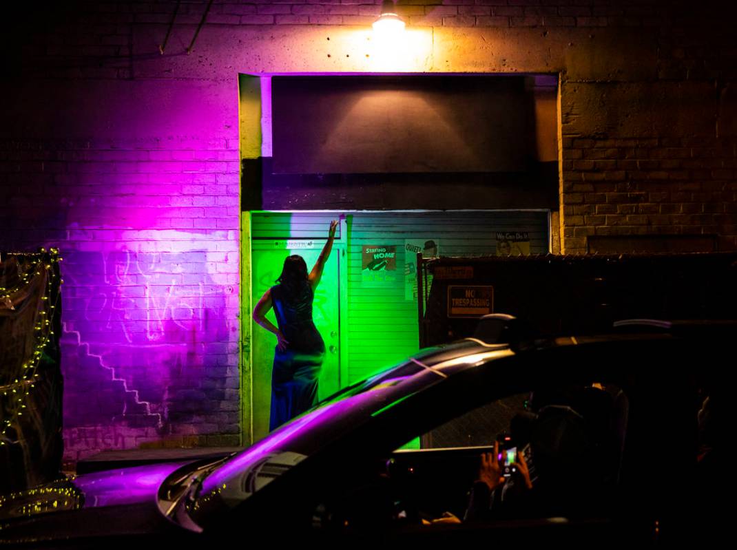 Kim Amblad performs as part of the Majestic Drive-Thru Theatre outside of the Majestic Repertor ...