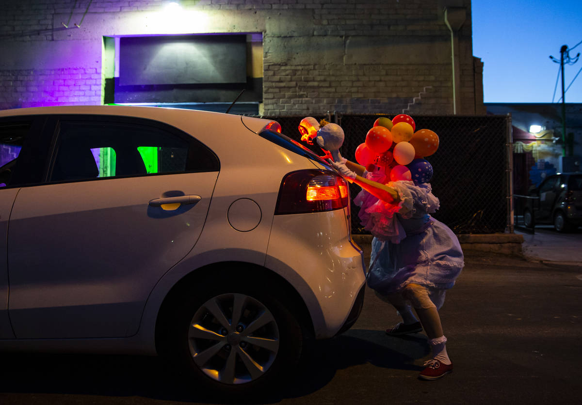 Heidi Rider performs as part of the Majestic Drive-Thru Theatre outside of the Majestic Reperto ...