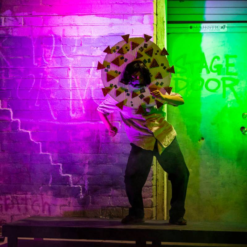 Adriana Chavez performs as part of the Majestic Drive-Thru Theatre outside of the Majestic Repe ...
