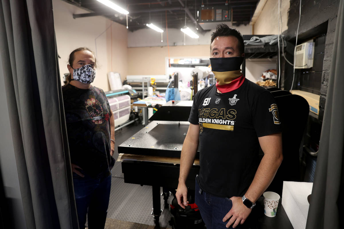 Glenn Adams, right, and former chef Jean Paul Labadie, co-owners of ApronTie, at their factory ...