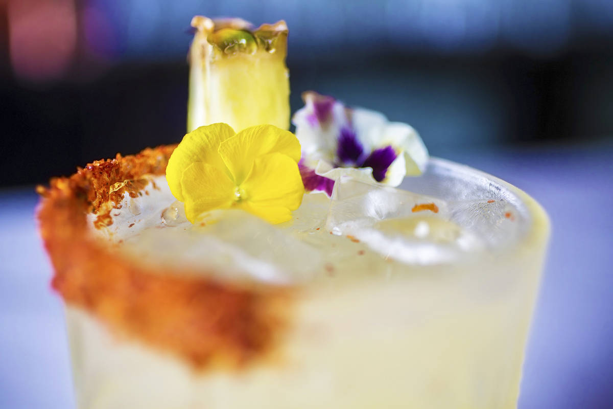 The P.V. margarita is made with Del Maguey mezcal, pineapple, lemon, bitter orange, Italian ama ...