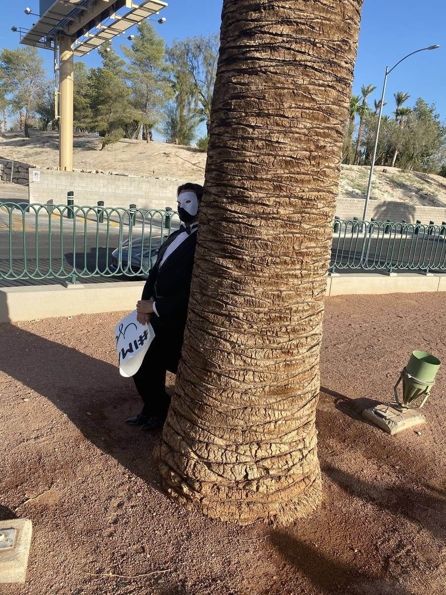 Former "Phantom -- Las Vegas Spectacular" star Brent Barrett seeks shade at the Welcome to Fabu ...