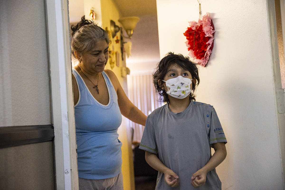 Aiden Pina, 9, talks about his favorite meals from Delivering With Dignity in Las Vegas on Frid ...