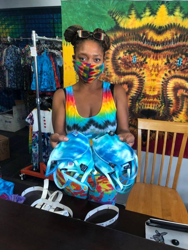 The Arts District tie-dye apparel shop Jammin On Vegas is selling hand-dyed face masks in adult ...