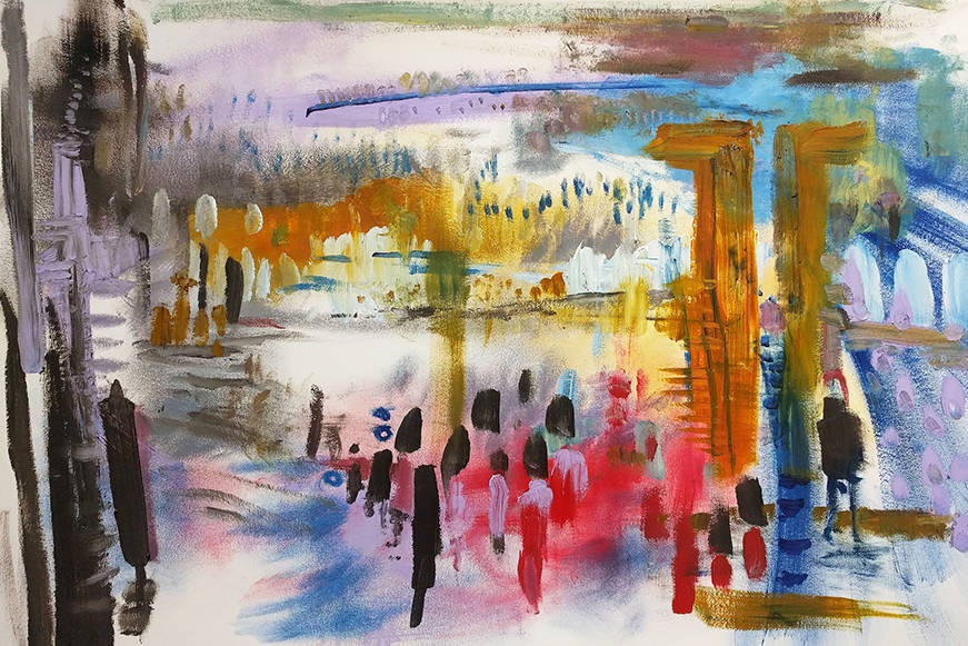 "Meet Me at the Bazaar" by Effie Loves. Left of Center Art Gallery is showing an exhibition of ...