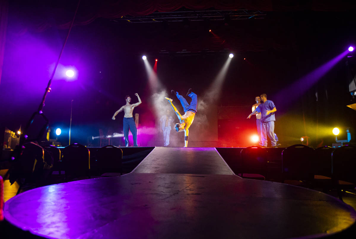 Aussie Heat performers dance on the stage during a dress rehearsal at the Mosaic Theater on the ...