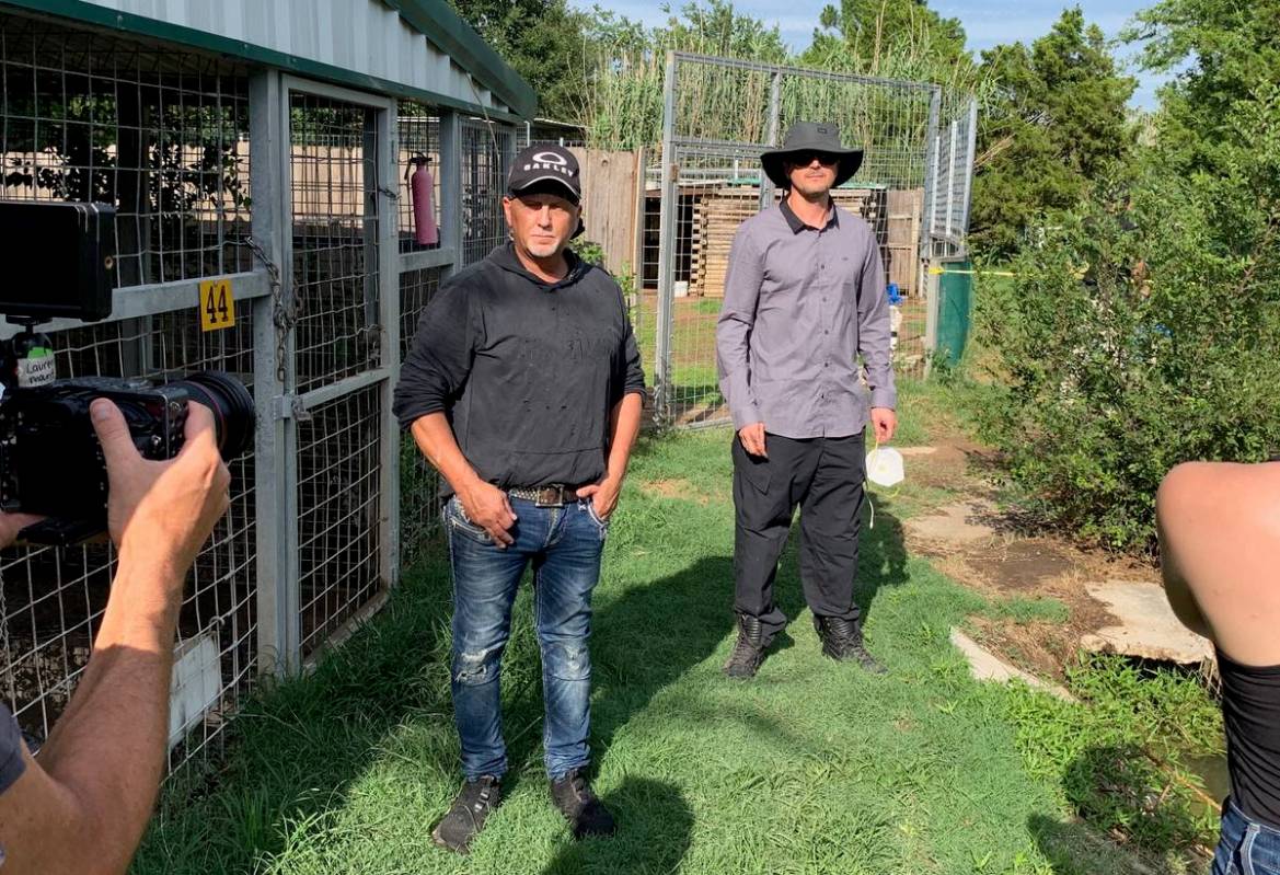 Jeff Lowe, left and Zak Bagans are shown at Greater Wynnewood Exotic Animal Park on Friday, Jul ...