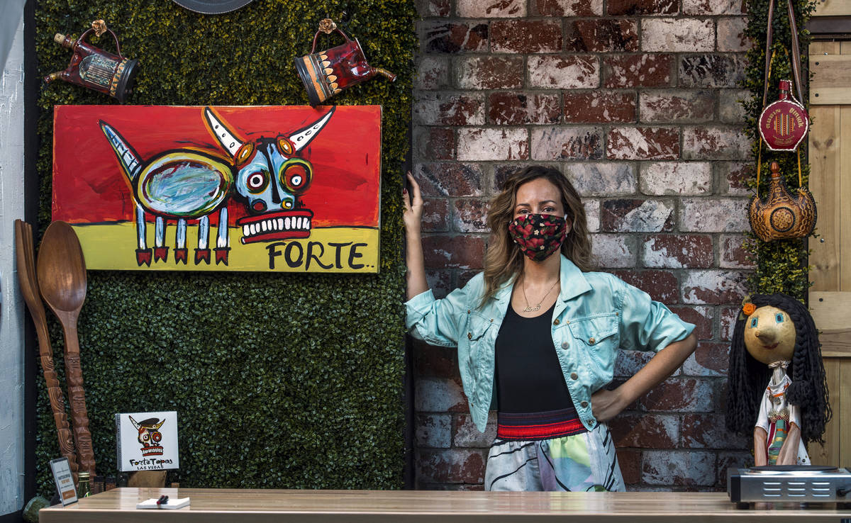 Nina Manchev with a mask at Forte Tapas where their custom masks with bull logo are soon to arr ...