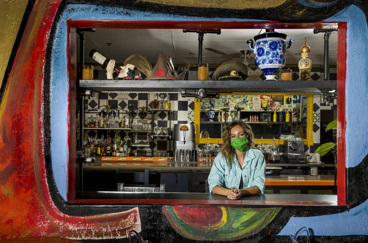Nina Manchev with a mask at Forte Tapas where their custom masks are soon to arrive on Thursday ...