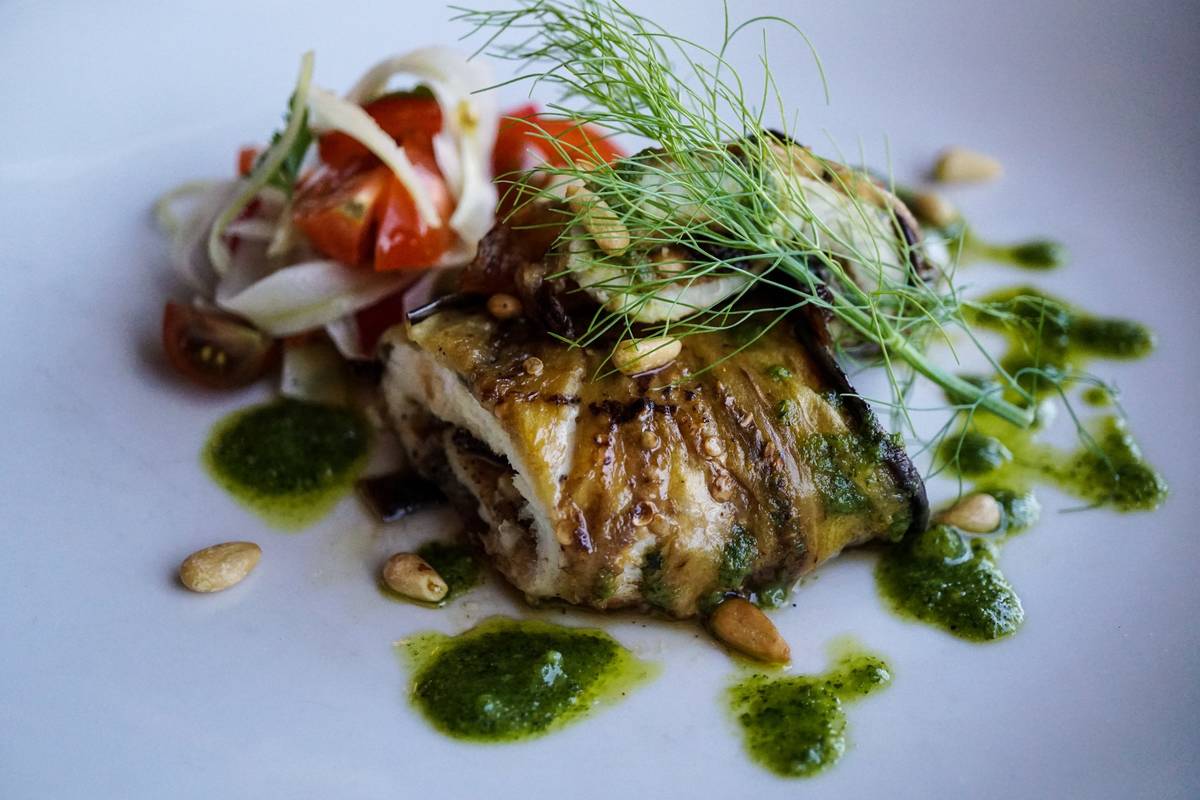 Swordfish and eggplant roulade at Pizzeria Monzu. (Pizzeria Monzu)