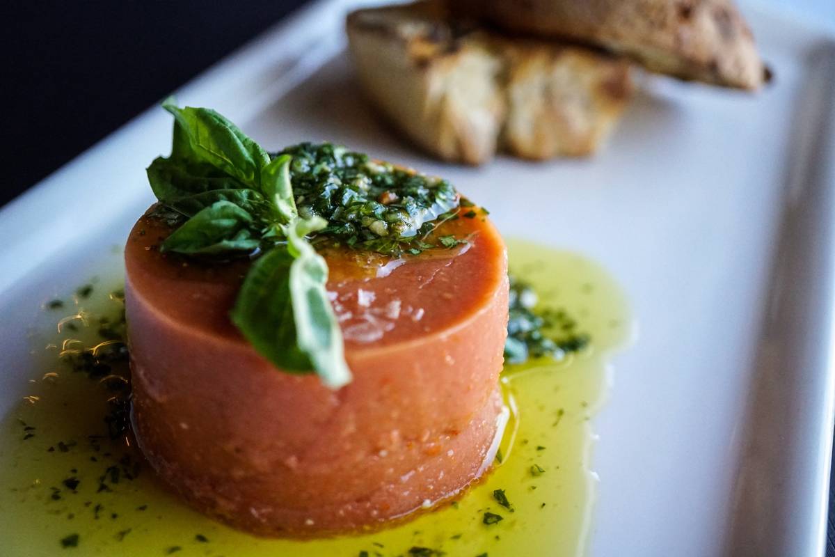 Heirloom tomato aspic at Pizzeria Monzu. (Pizzeria Monzu)