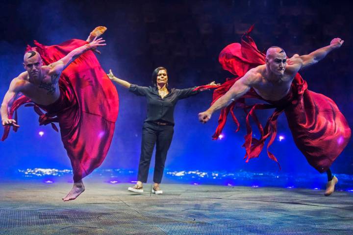 Resident choreographer Danita Eldridge, middle, gives direction to Reggie Morlen, left, and A.J ...