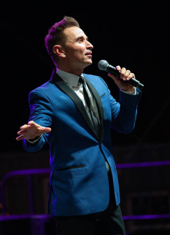 Travis Cloer is shown onstage at "The Rockin' Retro Drive-In Show" at Westfield North County sh ...