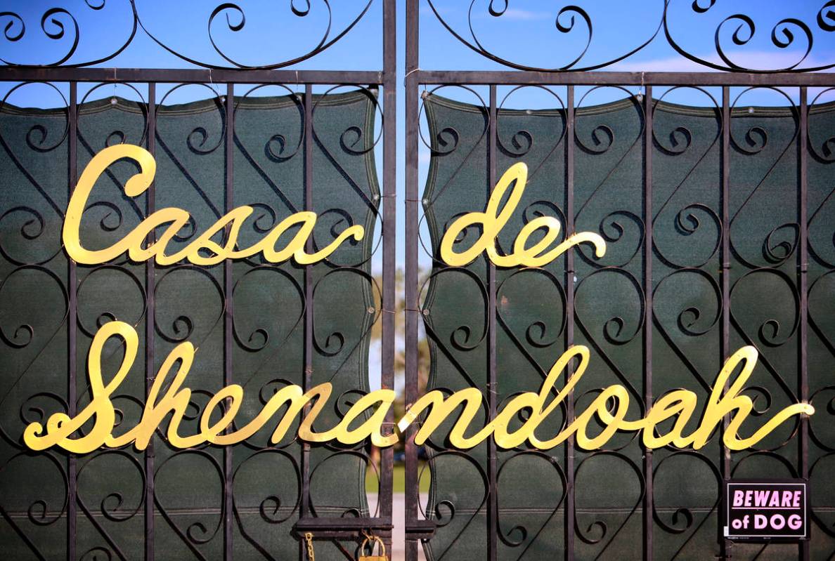 In this Oct. 7, 2011, file photo, a gate to Casa de Shenandoah, the Las Vegas estate of Wayne N ...