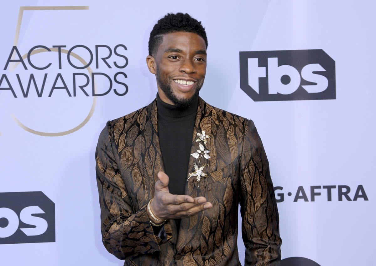 FILE - In this Jan. 27, 2019 file photo, Chadwick Boseman arrives at the 25th annual Screen Act ...