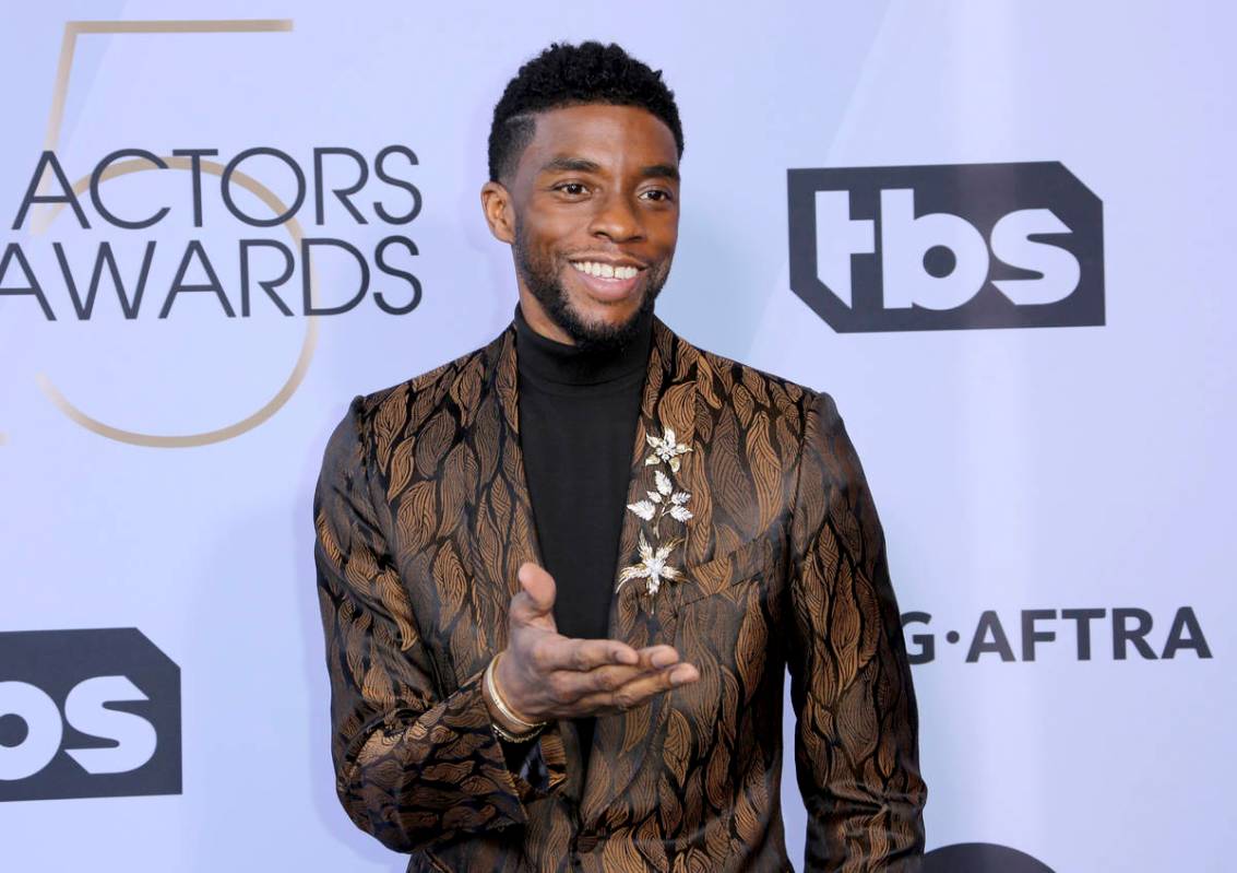 FILE - In this Jan. 27, 2019 file photo, Chadwick Boseman arrives at the 25th annual Screen Act ...