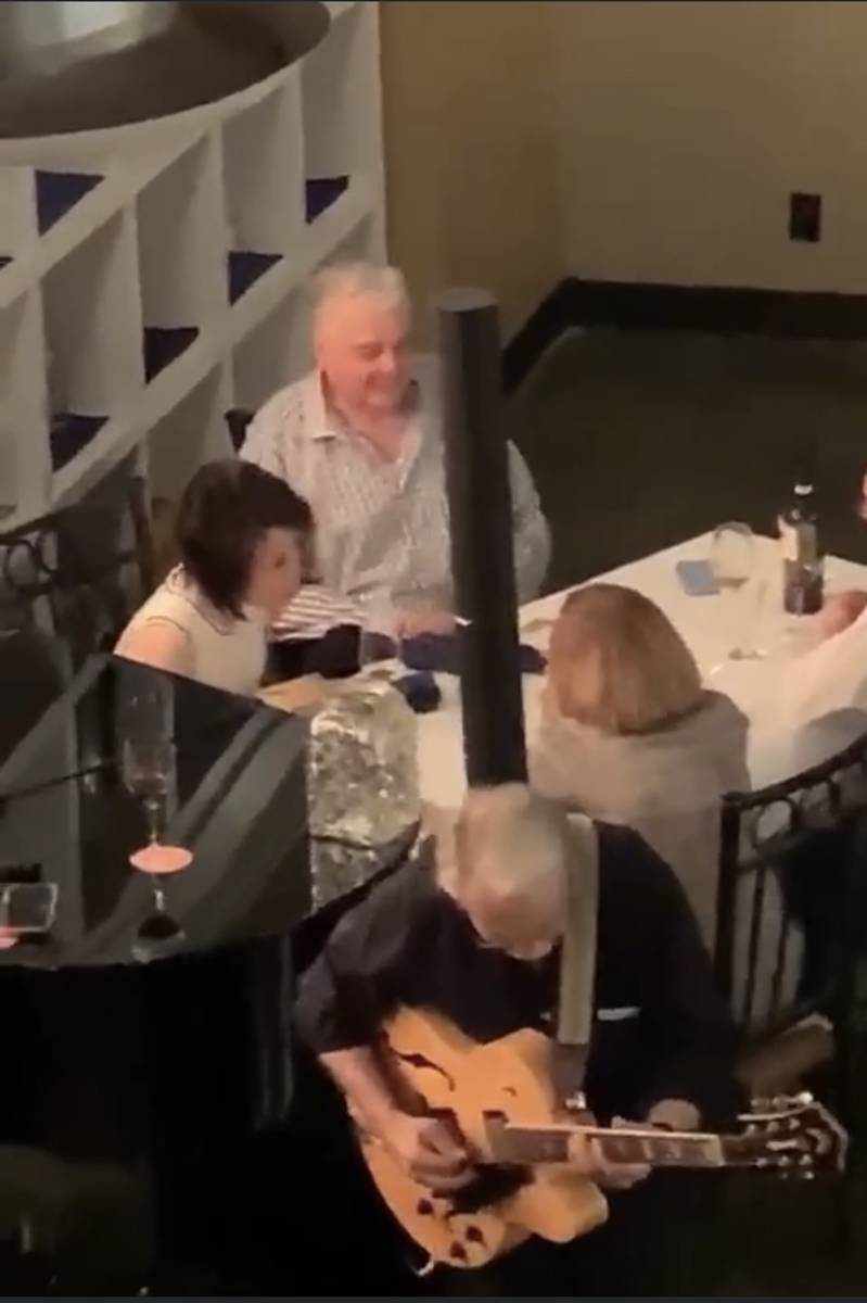 Gov. Steve Sisolak is shown with his wife, Kathy, and another couple in a screen grab from a vi ...