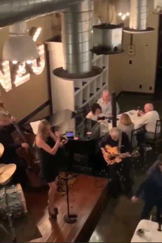 Gov. Steve Sisolak is shown with his wife, Kathy, and another couple in a screen grab from a vi ...