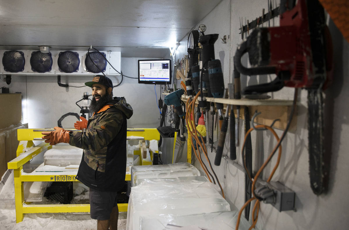 Marco Villarreal, known as "Vegas Ice Man," discusses the process of creating his ice ...