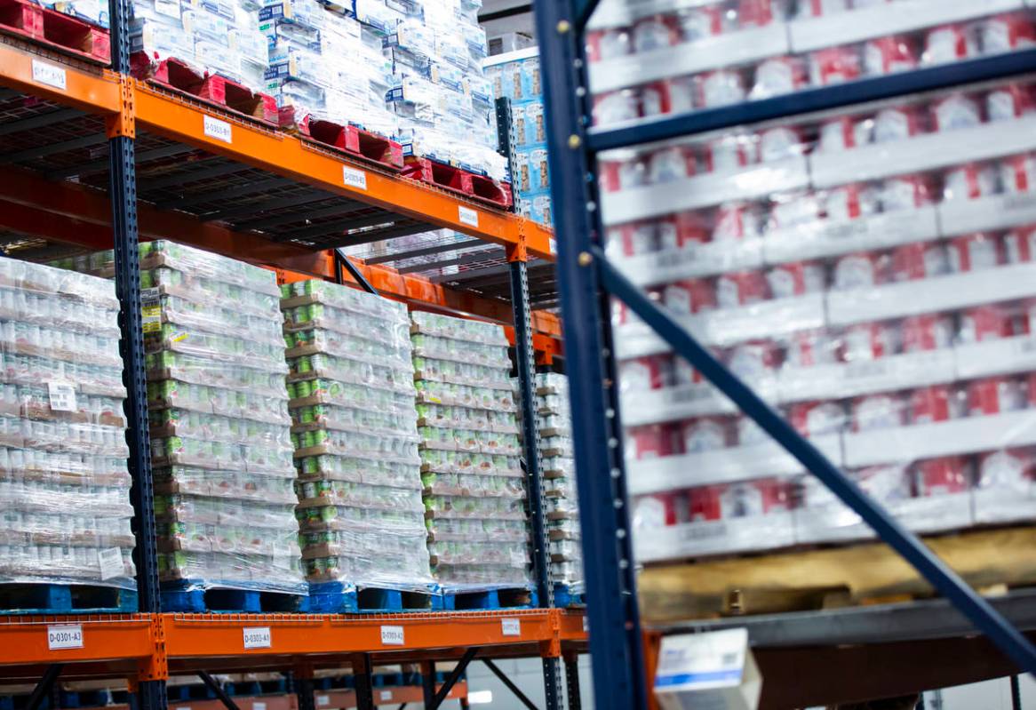 Food is stored at the new east campus of the Three Square food bank at 3915 E. Craig Road in La ...