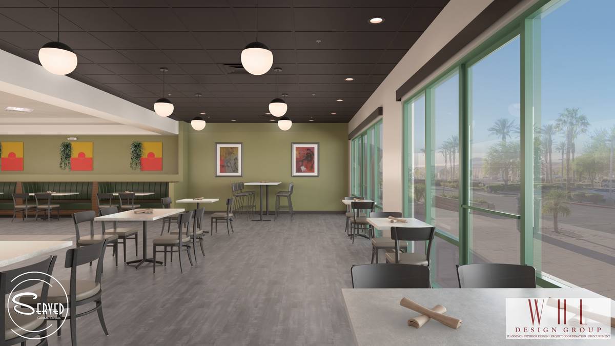 COVID-compliant layout of the future Served Global Cuisine. (WHL Design Group)