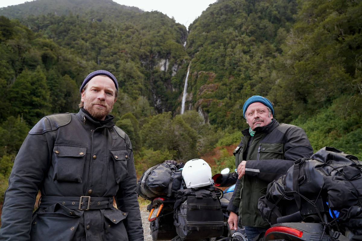 Ewan McGregor, left, and Charley Boorman in “Long Way Up." (Apple TV+)