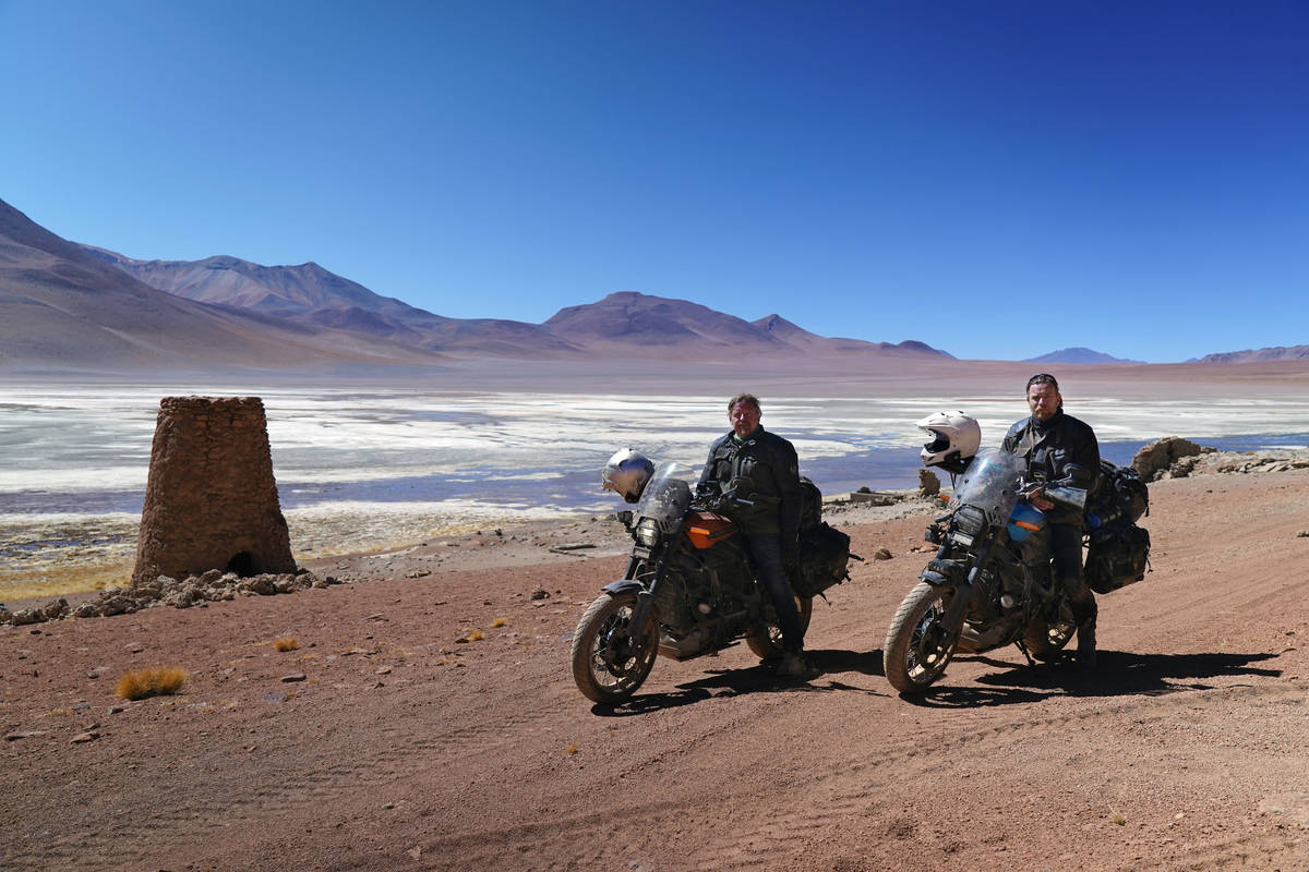 Charley Boorman, left, and Ewan McGregor in “Long Way Up." (Apple TV+)
