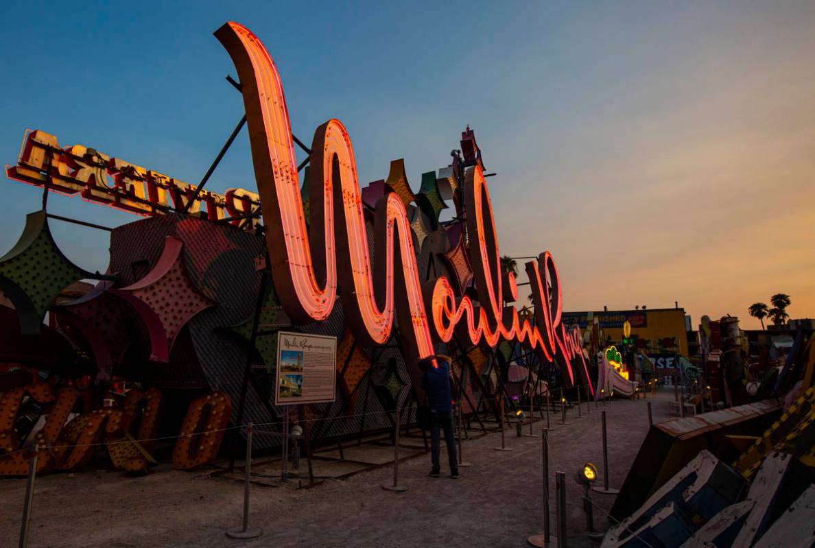 The Moulin Rouge sign is seen reilluminated at the Neon Museum in Las Vegas on Wednesday, Sept. ...