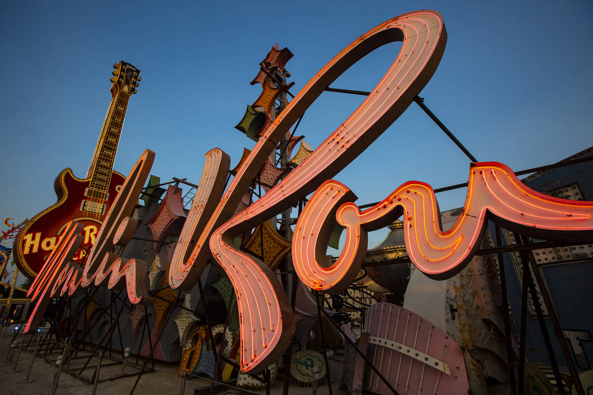 The Moulin Rouge sign is seen reilluminated at the Neon Museum in Las Vegas on Wednesday, Sept. ...