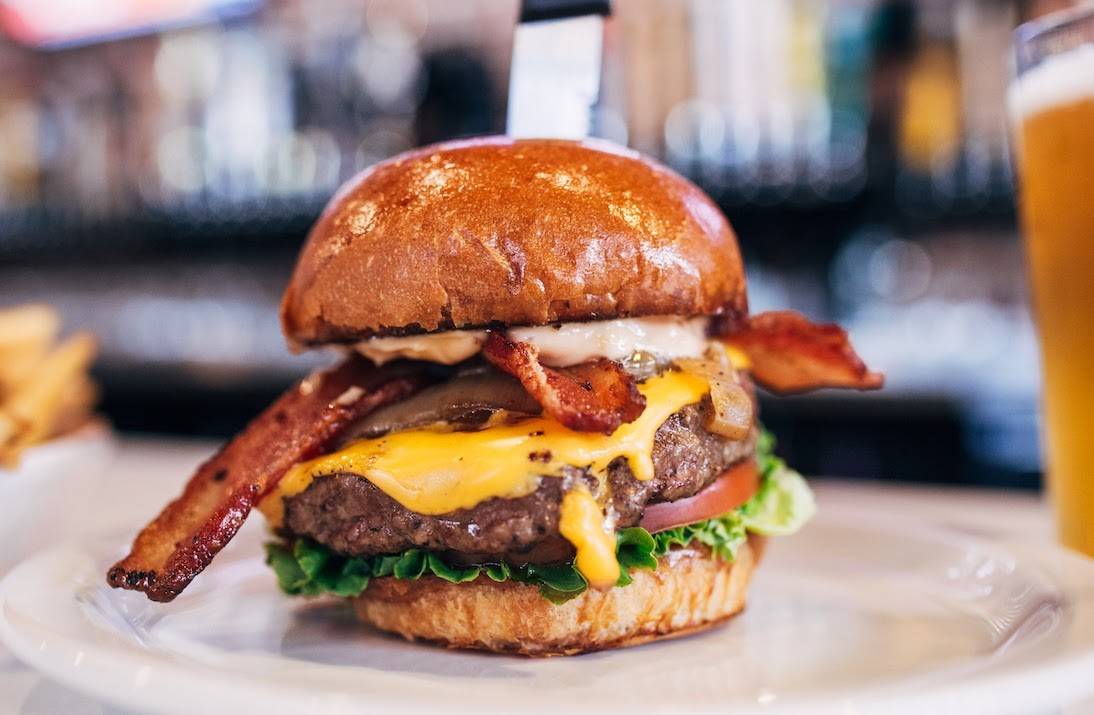 The Best Damn Bacon Cheeseburger with a Juicy Lucy patty. (Slater's 50/50)